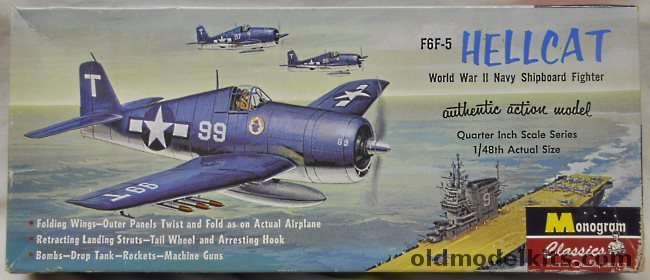 Monogram 1/48 Grumman F6F-5 Hellcat / F6F-5K Target Tug - (F6F5) - US Marines / US Navy / US Navy F6F-5K Target Tug, 85-0080 plastic model kit